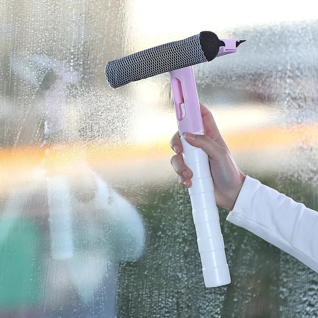 Glass Cleaning Tool Double-sided Telescopic Rod Window Cleaner Mop Squeegee  Wiper Long Handle Rotating Head Brush - AliExpress