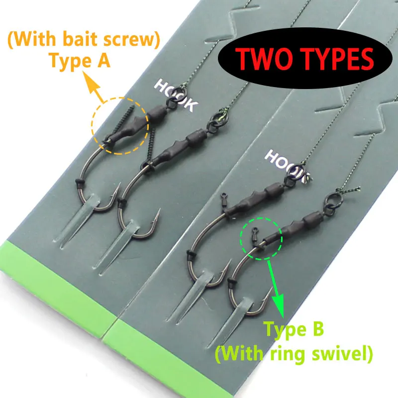 1Pack Carp Fishing Rig PTFE Coated Barbed Ready Tied Hair Chod Rigs Size  2/4/6/8 For Carp Fishing Terminal Tackle Accessories - AliExpress