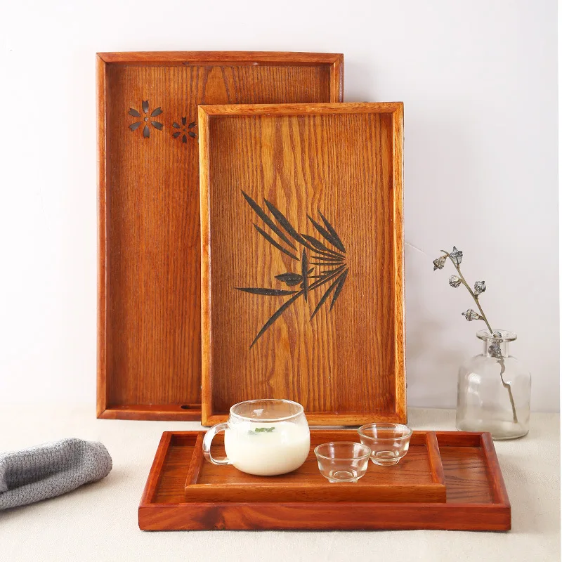 Japanese Wooden Tray Tea Portable Decorative Miscellaneous Storage Tea Set Kitchen Restaurant serving kitchen bamboo
