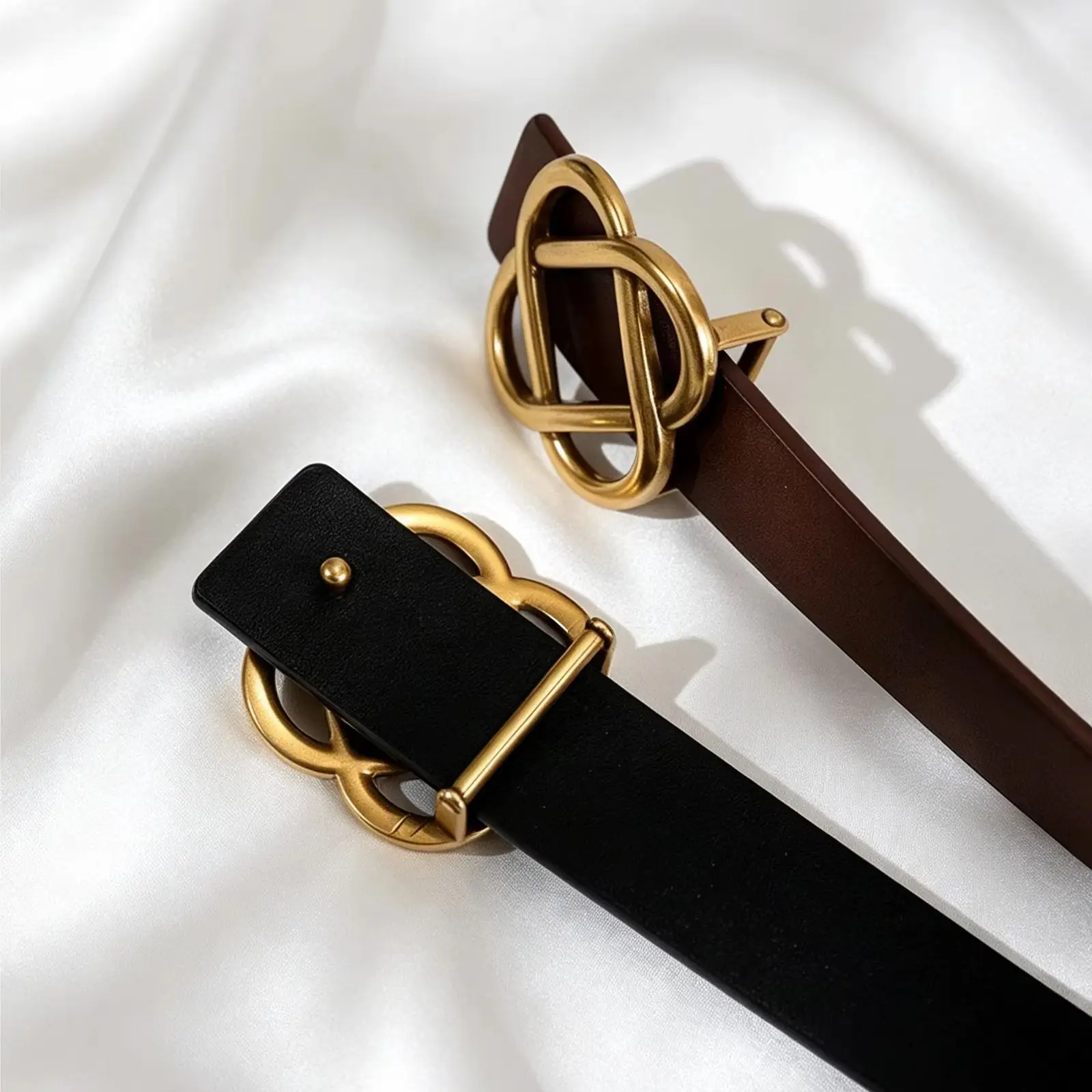 Vintage Style Suede Cowhide Belt with Retro Golden Buckle, 2.8cm Wide