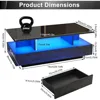 LED Coffee Table w/ 2 Storage Drawers,App Control,High Glossy Modern Black Coffee Table w/60,000-Color Lights 2