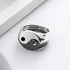 1Pair Yin Yang Gossip Rings For Men Women Vintage Punk Metal Drop Oil Tai Chi Paired Ring Set Couple Ring Jewelry Friend Gifts 4