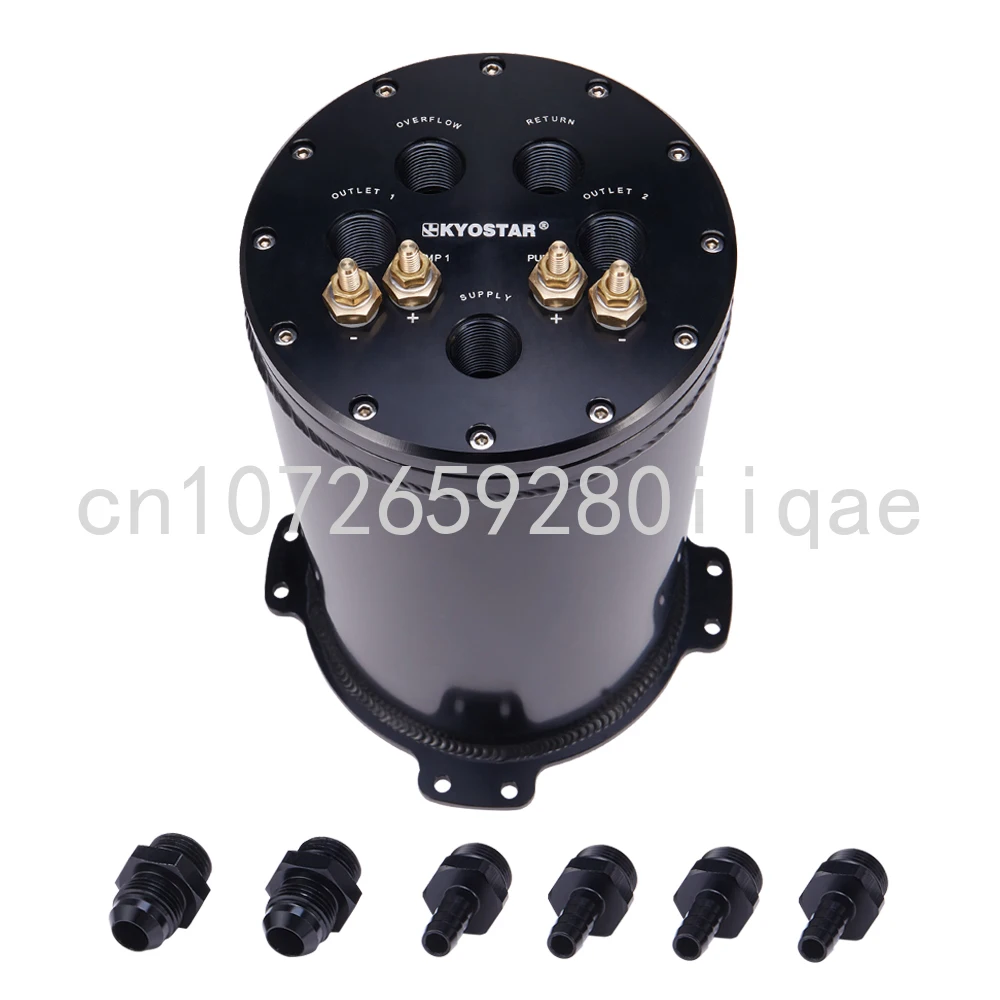 

2.8 L Fuel Surge Tank for Twin 40 Mm Fuel Pumps 8AN O-Ring Ports 225x195x195mm