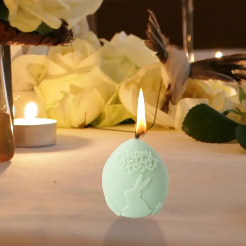 Egg Candle Mold Rabbit Egg Soap Mold Sugar Craft Decorating Tool 3D Embossed Silicone Mould For Candle Making Easter Home Decor