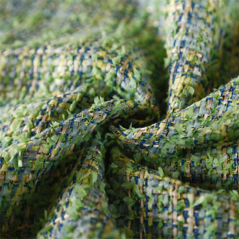 Woolen Woven Tweed Fabric Tweed Fabric Green Tweed Coat Fabric