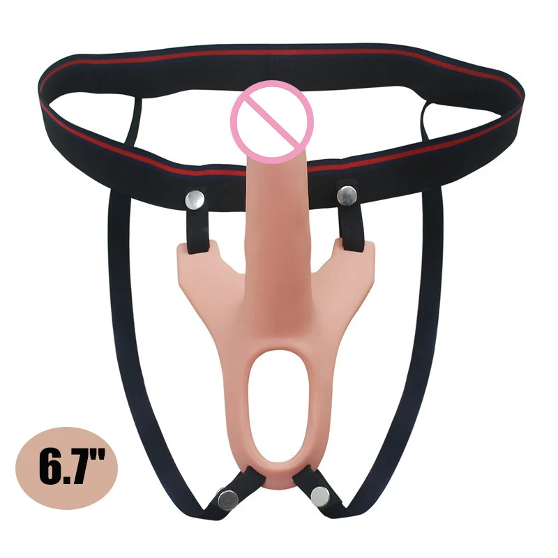 Strapon da 6,7 ​​pollici su mutandine realistiche con cinturino in silicone, plug anale, giocattoli sessuali regolabili per le donne_voghion.com