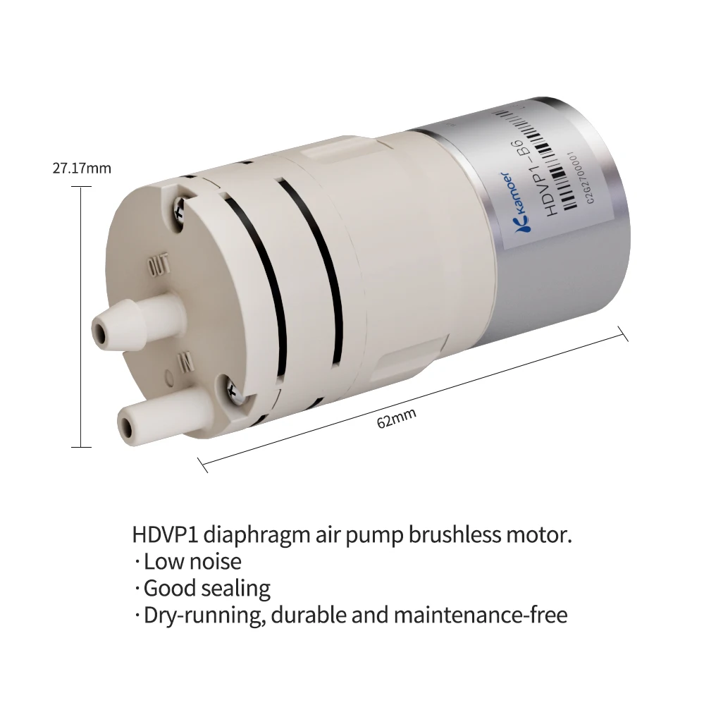 Kamoer-bomba de Vácuo de Diafragma Pressão Negativa de Sucção Brushless Bomba de ar do Motor Hdvp1 6v 12v 24v 1l por Min