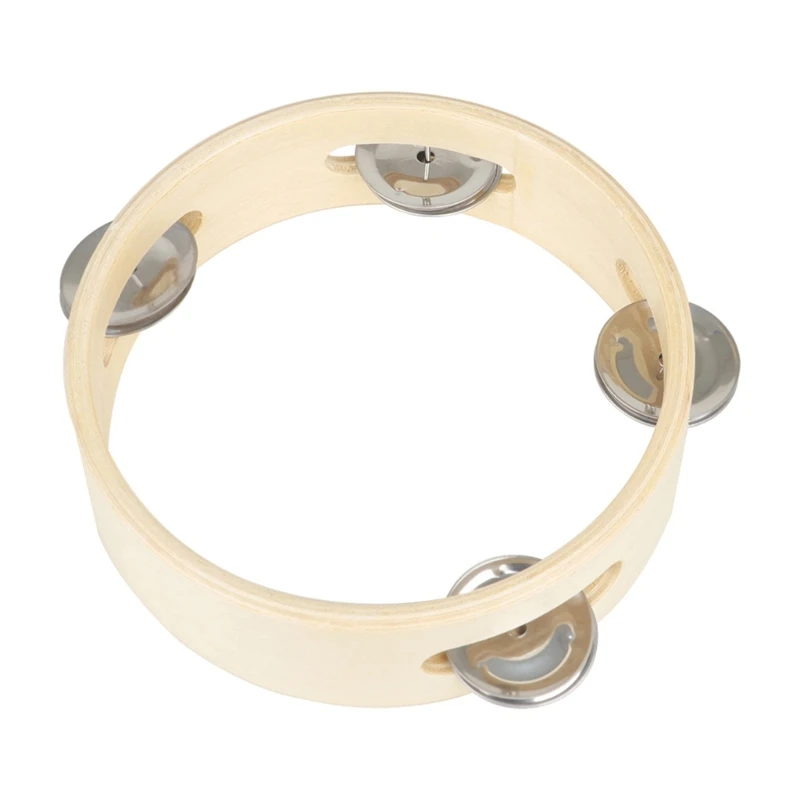 Round Handbell Single Row Tambourines Handheld Percussion Drum Tamborines