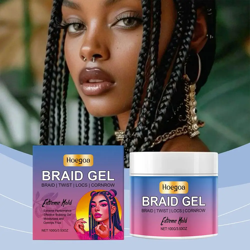 100g Styling Braiding Gel Wax Strong Hold Pomade Anti-Frizz Smooth Lasting Broken Hair Finishing Shaping Hair Cream