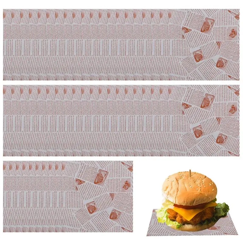 Sandwich Paper Wraps Grease Resistant Tray Basket Liners Paper Grease Proof Sandwich Wrapping Square Hot Dog Wrappers