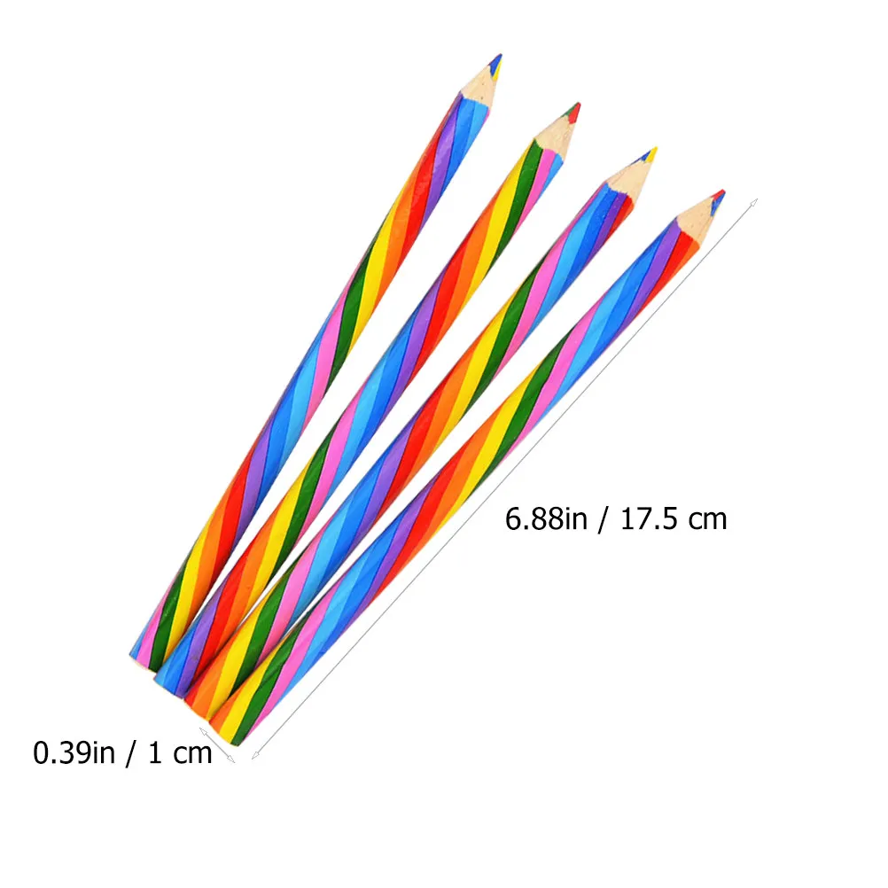 8pcs 레인보우 연필 4-In-1 색상 변경 그리기 연필 다양한 색상 나무 색연필 세트 학생 문구