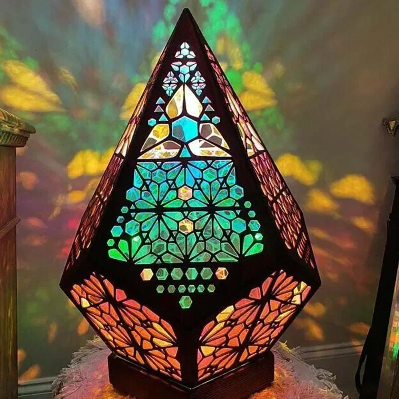 

Large Polar Star Floor Lamp Wood Led Night Light Arts Crafts Colorful Diamond Bohemian Lights Decorative Table Lamps Home Decor