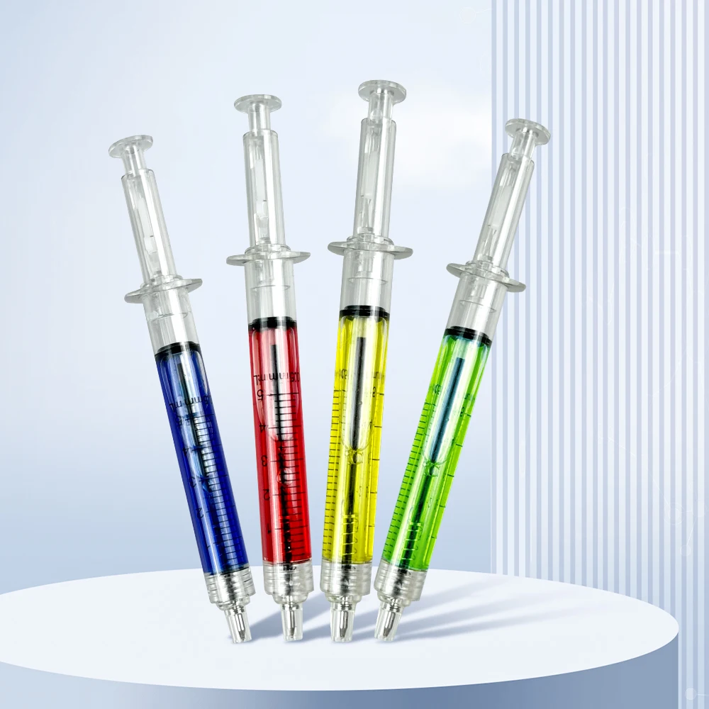 치과 진료소를위한 10 Pcs 재미있는 소설 주사기 모양의 볼펜 주사기 모양의 볼펜 사무용품 치과 의사 선물