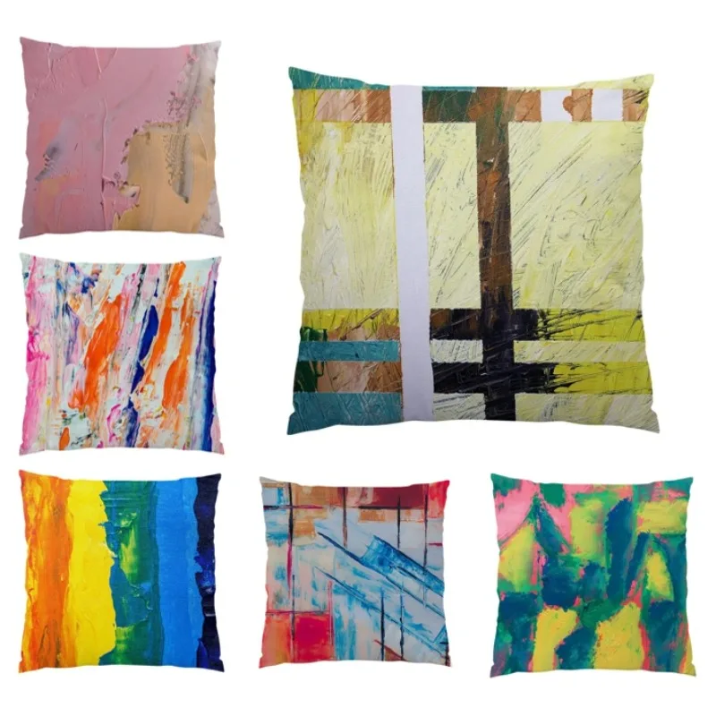 

Oil Painting Pillow Cover Luxury Art Double Sided Cushion Cover 45x45cm Modern Fashion Pillowcase Home Sofa Decor 2024 F1723