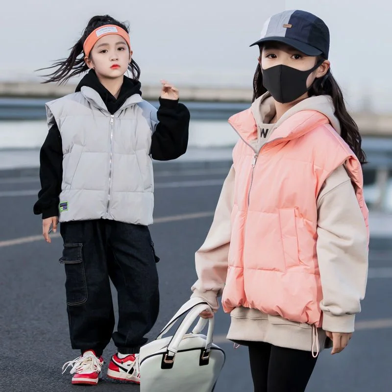 

Детский пуховой жилет для девочек и мальчиков, ветрозащитный жилет, 2023 клетчатая теплая утепленная куртка для улицы на осень и зиму, детская верхняя одежда