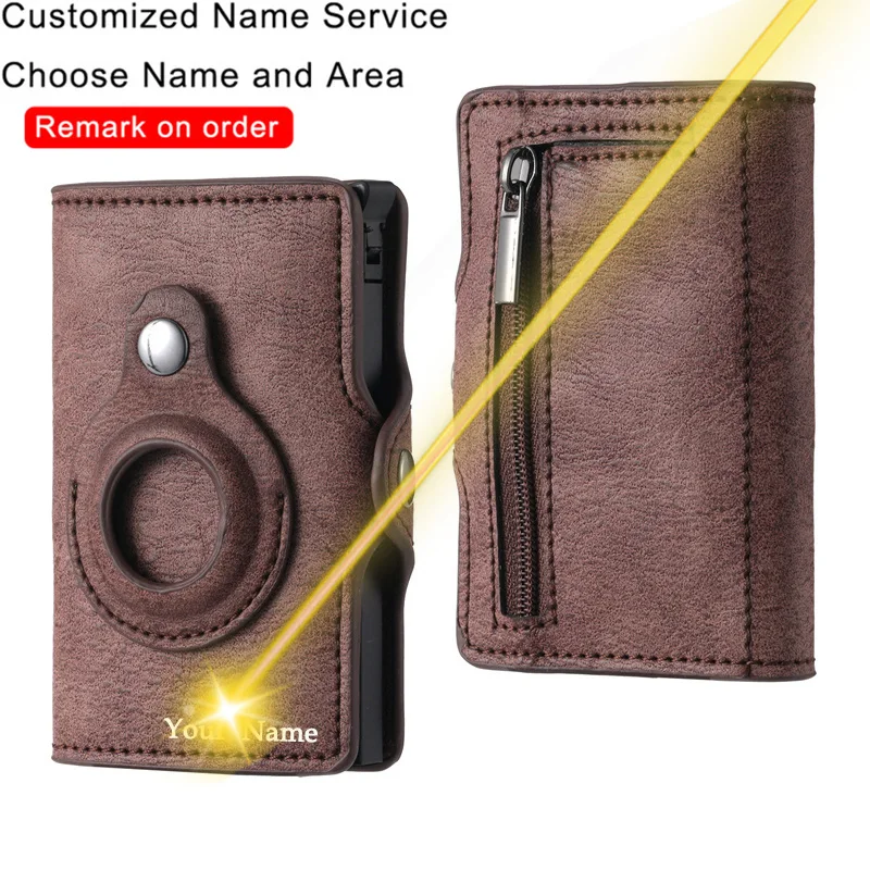 Name Rfid Card Holder Men Airtags Wallet Money Clips Leather Purse Slim Wallets For Apple AirTags Tracker Card Holder wallet card holder,card holder,credit card holder,airtag holder