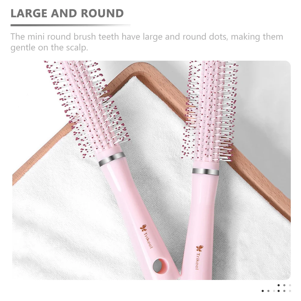 Round Hair Brush Portable for Women Roller Bangs Comb Styling Blow-drying Pink Curling Short and Women's