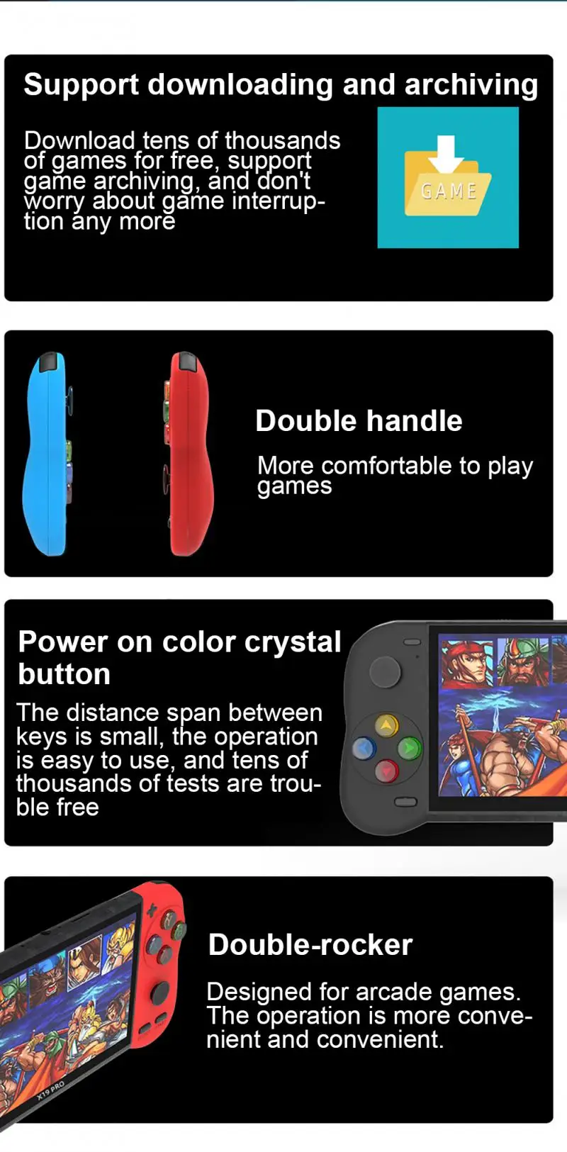 2022 NEW 5.1 Inch X19 Pro Video Game Console 8GB Dual Joystick Handheld Game Console Children Portable Retro Game Console Gaming
