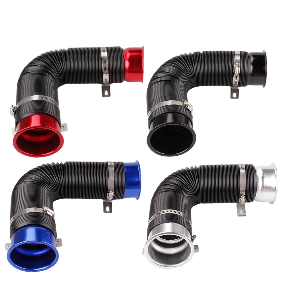 RASTP-Universal 76MM Car Cold Air Turbo Intake Inlet Pipe Adjustable Flexible Duct Tube Hose Cold Feed Duct Pipe RS-BOV090