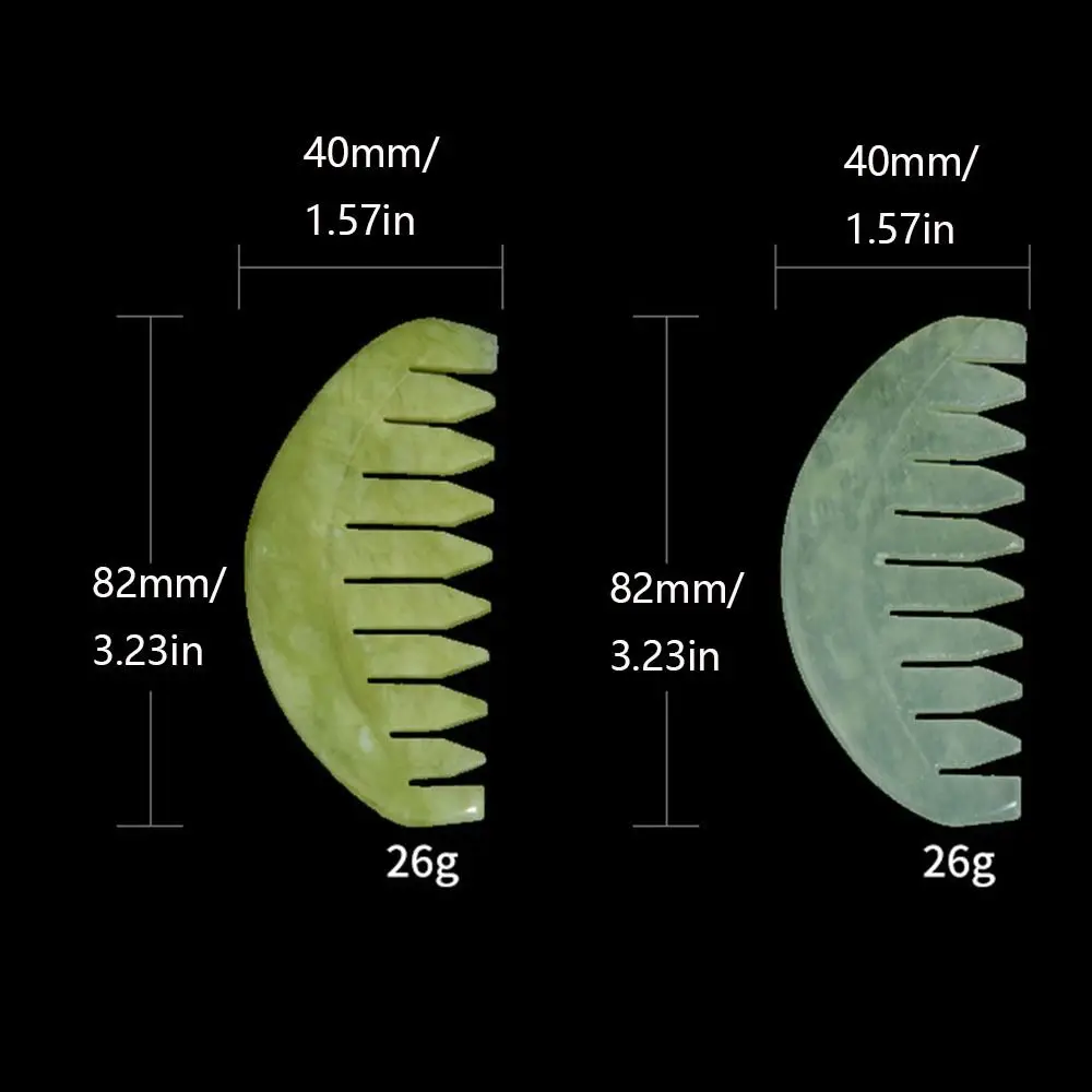 Portable Hsiuyen Jade Massage Comb Green Natural Jade Hair Brush Carving Retro Gua Sha Board Stone Body Scalp Meridian Treatment