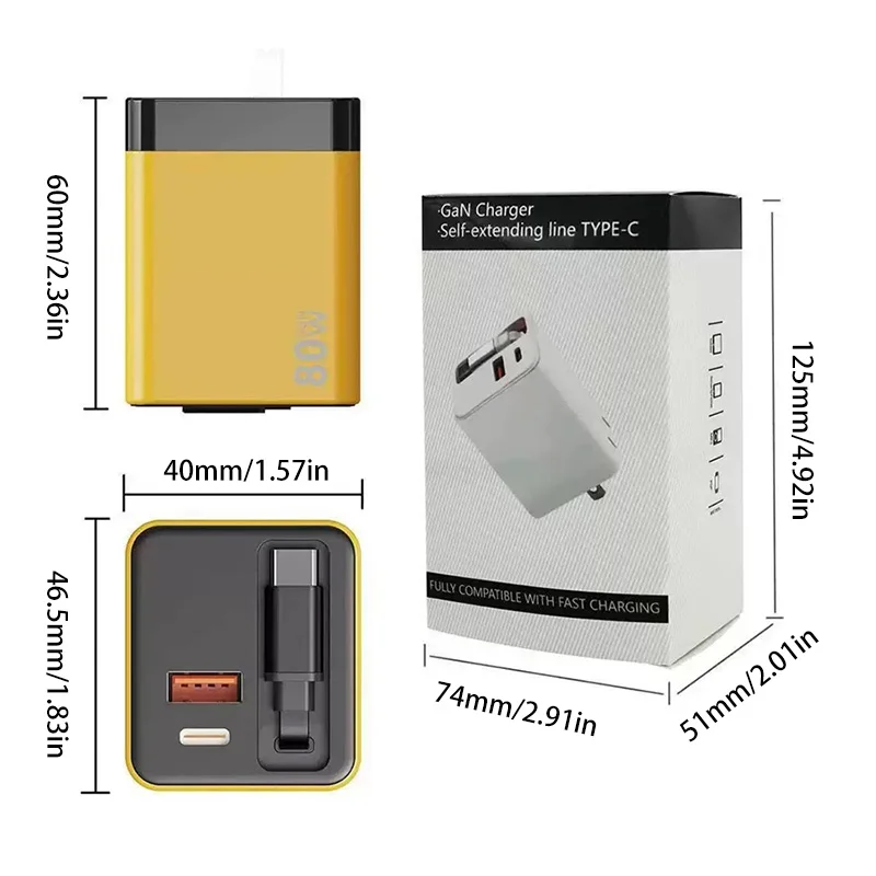 รูปสินค้า หัวชาร์จ GaN 120W ชาร์จเร็ว พร้อมสาย Type-C 80 ซม.
