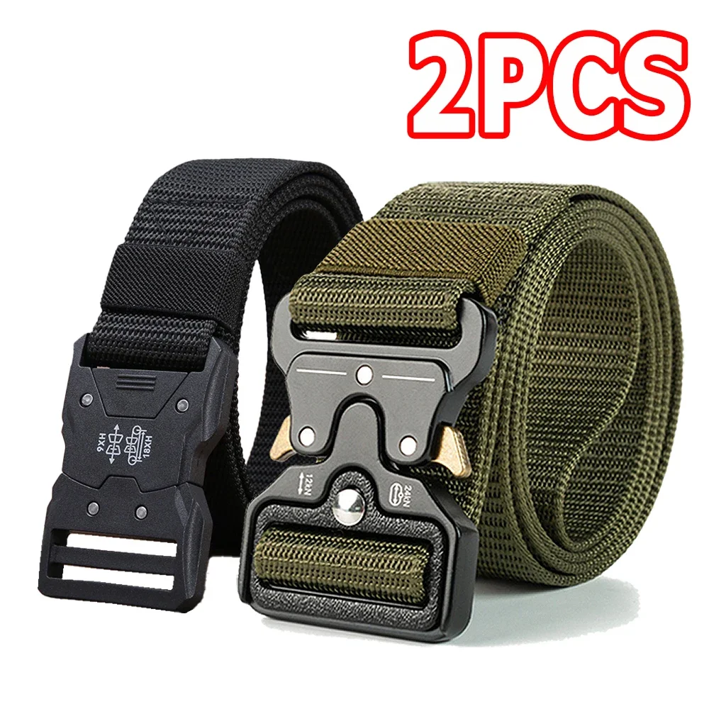 Men's Tactical Belt Set - Army Style with Heavy Duty Quick Release Metal Buckle