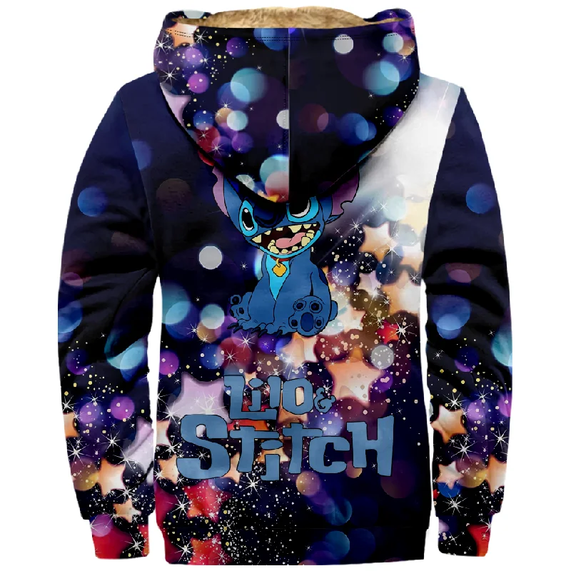 New starry sky Cotton Coat Hooded Sweater Casual Print Long Sleeve Zipper Sweater Thick Cotton Coat Winter a01