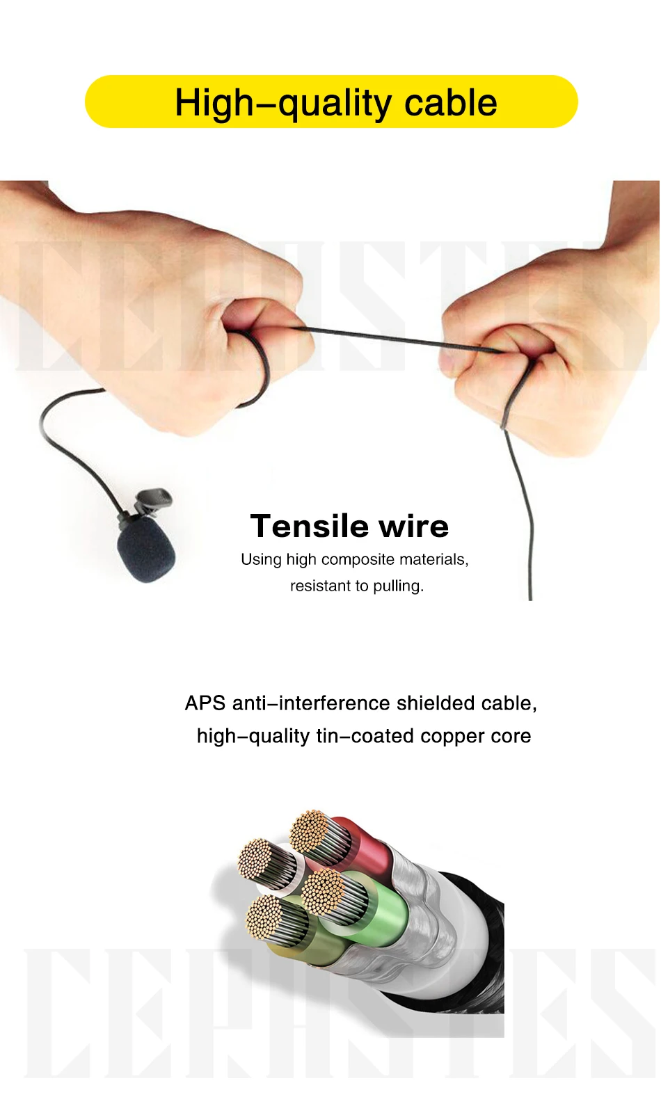 CERASTES 고충실도 외부 마이크 스포츠 카메라 액션 카메라 유형-c 마이크로 USB 커넥터 케이블 길이 1.5M