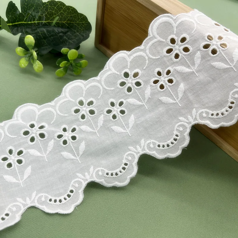 

Cotton Embroidery Lace Fabric Garment Needlework Sewing Patchwork DIY Handmade Accessories Clothes Decoration 14Yards 12cm 839