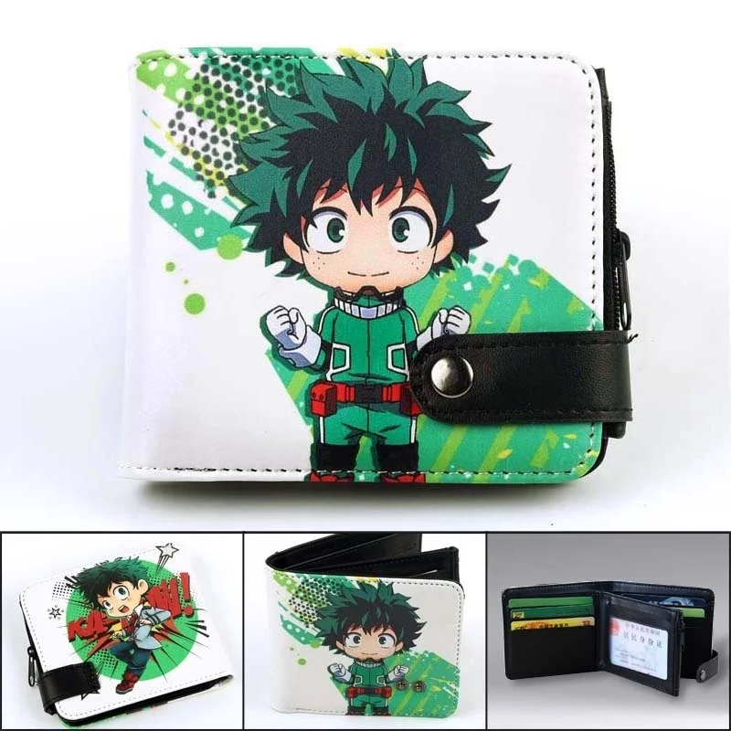 

Anime My Hero Academia Midoriya Izuku Men's PU Short Wallet Cute Coin Purse with Card Layers