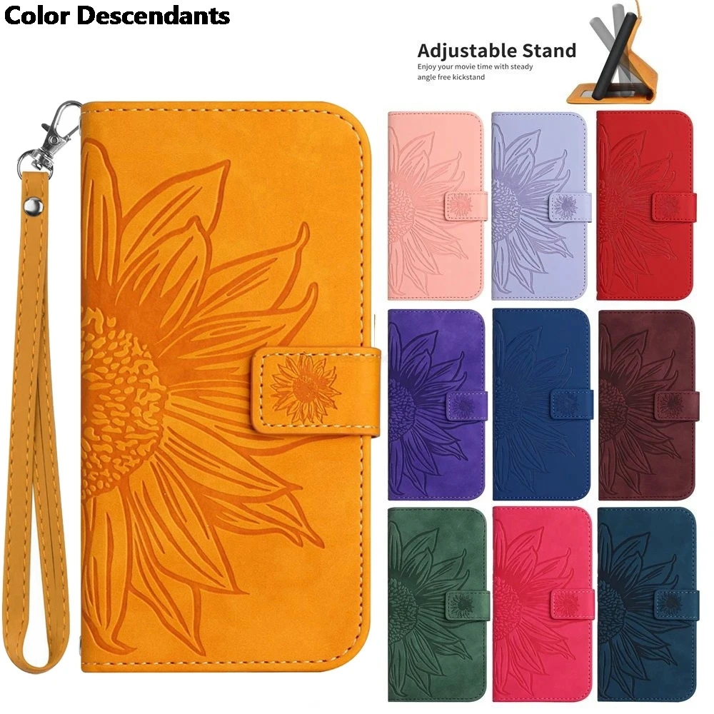 3D Sunflower Flip Leather Wallet Phone Case