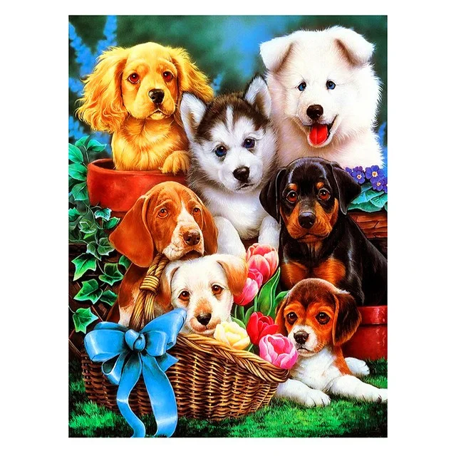 Animal 5D Diamond Painting Parrot Cat Dog Diamond Mosaic Animal Bird Rhinestone Embroidery Full Round Diamond Cross Stitch Kit CY-DW04292AE6