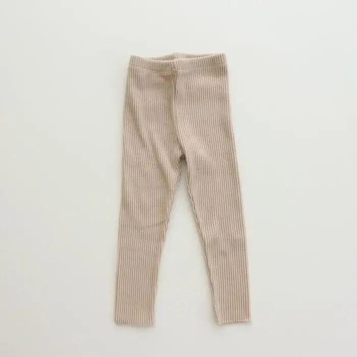 Baby Leggings Spring Autumn Ins Boy Girl Baby Ribbed Leggings Children Solid Tight Casual Pants Infant Fashion Cotton Trousers Toddler Clothes
