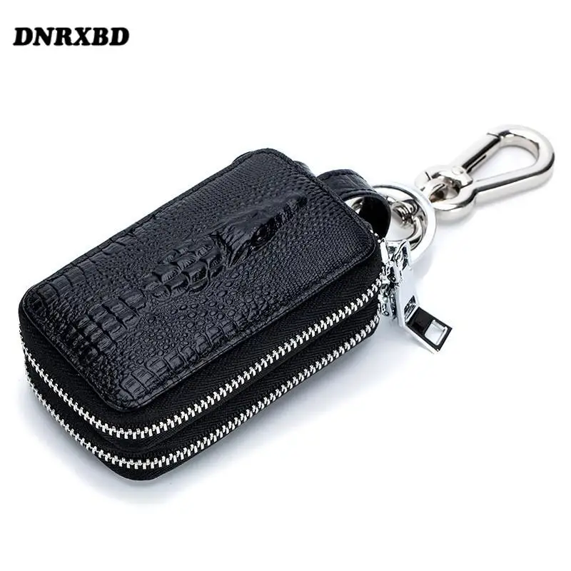 Genuine Leather Car Key dual zippers pocket key holder Remote Control Protector Cover Key case Suitable for all kinds of car key for toyota sienna key cover car model key protective case creative personalized gift car key pack buckle accessories key cover