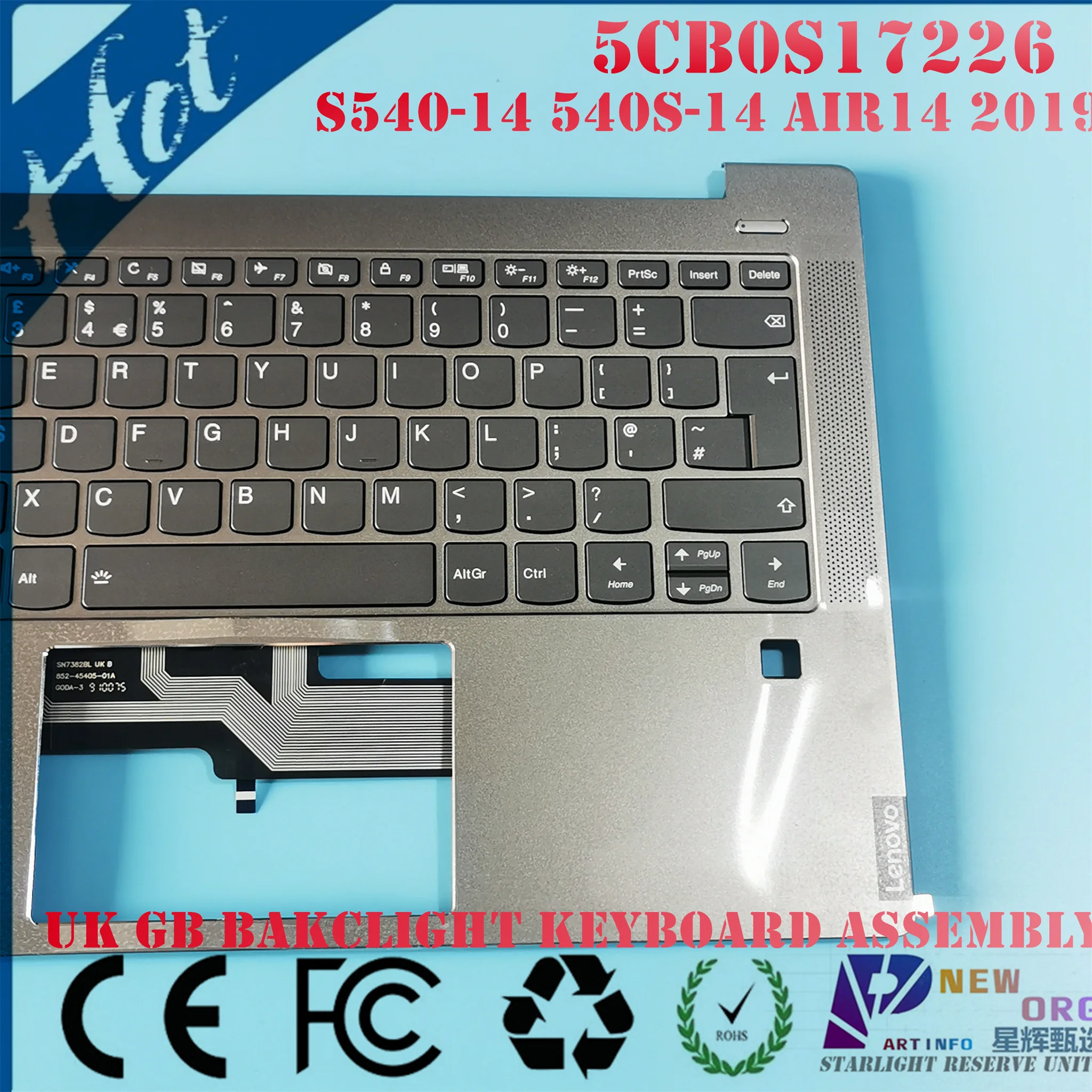 Teclado Backlight Laptop Montagem Palmrest Cinza Reino Unido Eua sp Iml Iwl 81nd 81nf 81nh 81v0 Lenovo S54014 Air142023 - Imagem 5