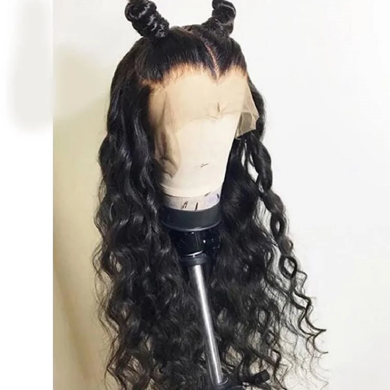 

Soft 26 inch Long Black Natural Curly Middle Part Lace Front Wigs Glueless Fiber Soft Hair Wig for Women Daily wigs