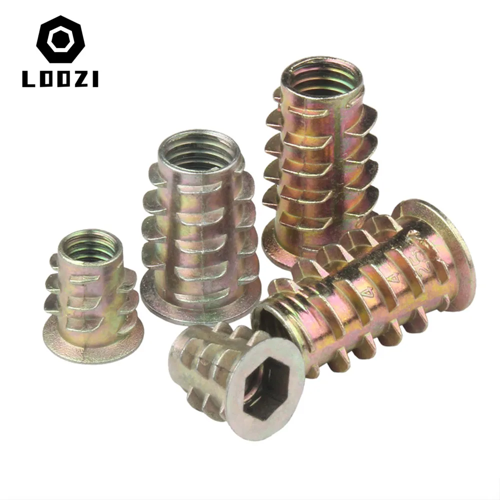 10pcs-lot-M4-M5-M6-M8-M10-Zinc-Alloy-Thread-For-Wood-Insert-Nut-Flanged ...
