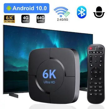HONGTOP Smart TV Box 6K Android 10 Support 4K HD 1080p Video 2.4G/5G WiFi Bluetooth H.256 Smart Voice Media Player Set Top Box 1
