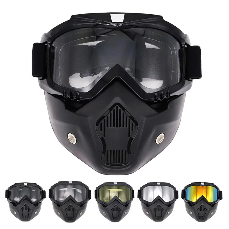 Motocross Goggles Outdoor Unisex Cycling Riding Skiing Windproof Goggles Eyewear With Detachable Mask Protection Motorcycle 2