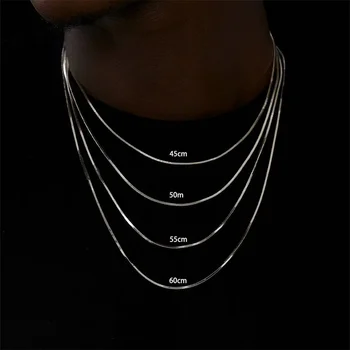 Collana in acciaio inossidabile 316 da 1,2 mm Collana con catena in osso di serpente quadrato color argento Collana con gioielli da uomo Hip Hop INS Accessori regalo 1