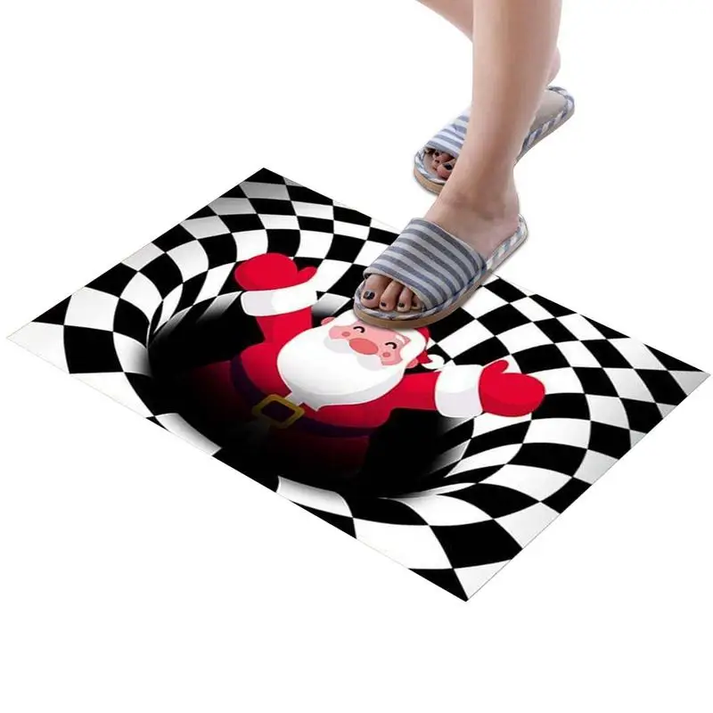 

Illusion Doormat Christmas 3D Illusion Entrance Floor Mat Non-Slip Optical Illusion Rug Carpet For Living Dinning Room Bedroom