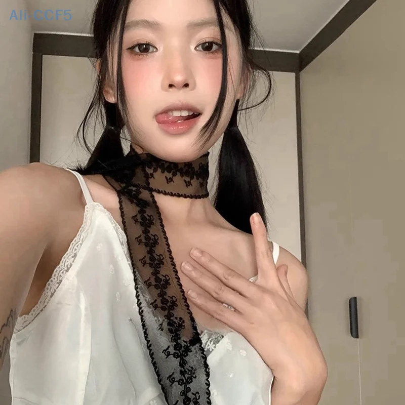 French Lace Scarf Summer Hollow Embroidery Long Ribbon And Belt Tie Hair Band Bags Handle Decor Long Scarfs 3