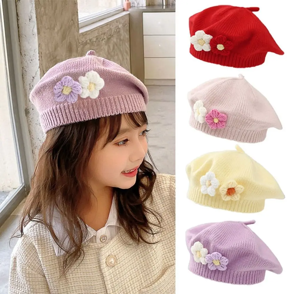 

Solid Color Baby Beret Hat New Winter Warm Knitted Painter Caps Without eaves Knitted Beanie Cap Winter