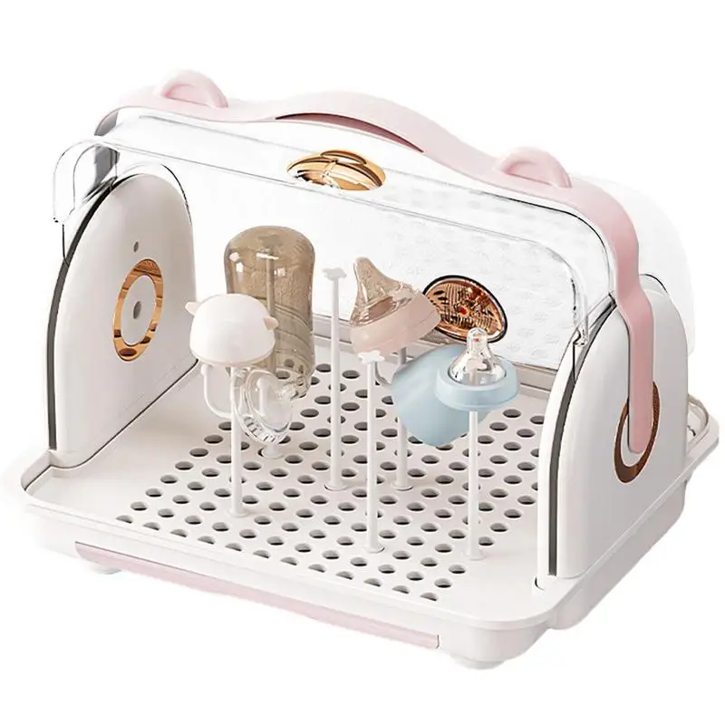 

Baby Feeding Bottle Dryer Bottle Sterilizer And Dryer Small Box With Dustproof Lid And Drain Board Travel Rack For Kitchen Dish