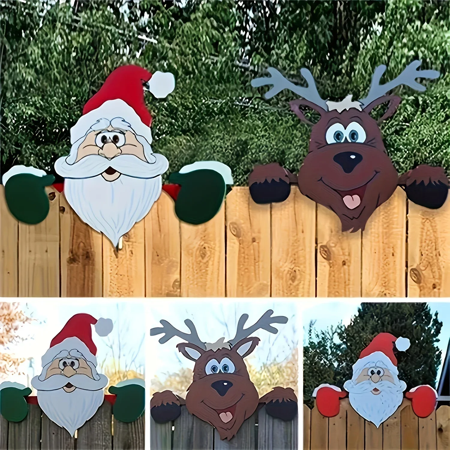 Christmas Fence Ornaments Yard Ornaments