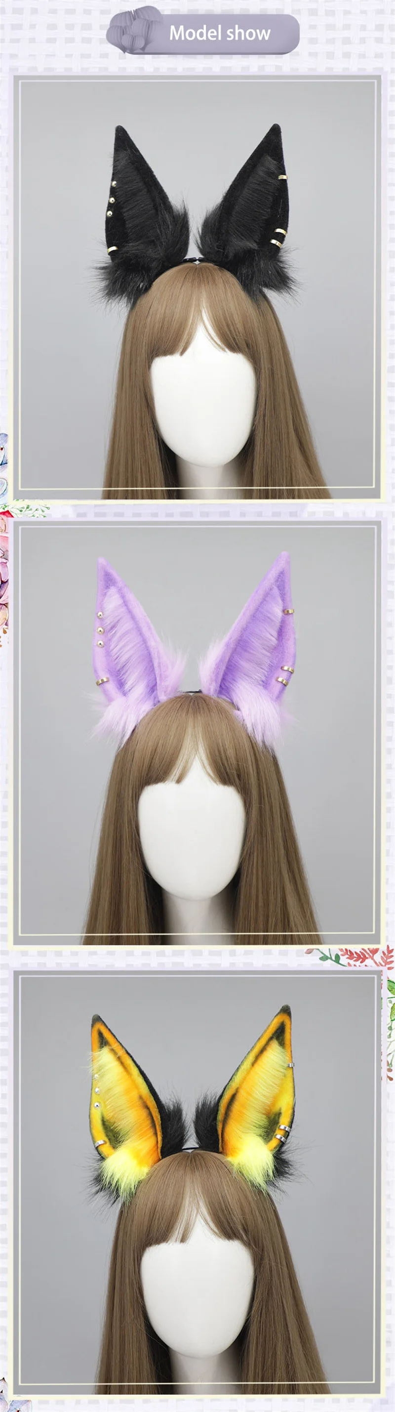 Neue Plüsch Tierohren Haarband Haar bügel Kopf bedeckung für Götter der Zerstörung Mädchen Cosplay Haarschmuck – Detail 5