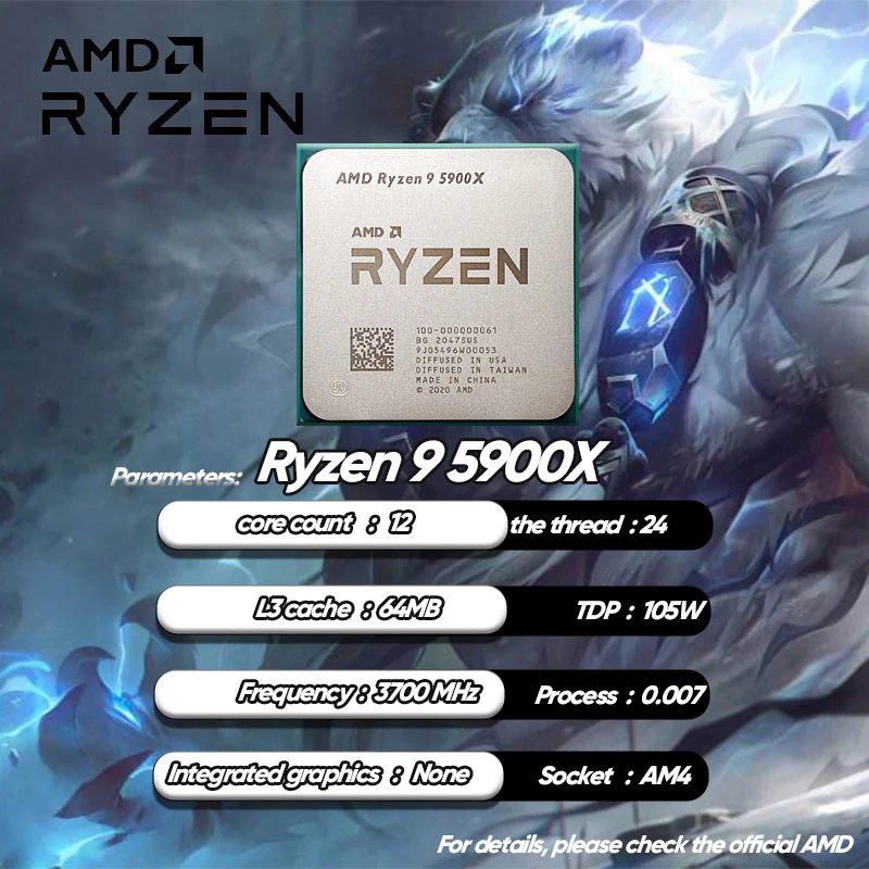 AMD Ryzen 9 5900X NEW R9 5900X 3.7 GHz Twelve-Core 24-Thread CPU Processor  7NM L3=64M 100-000000061 Socket AM4