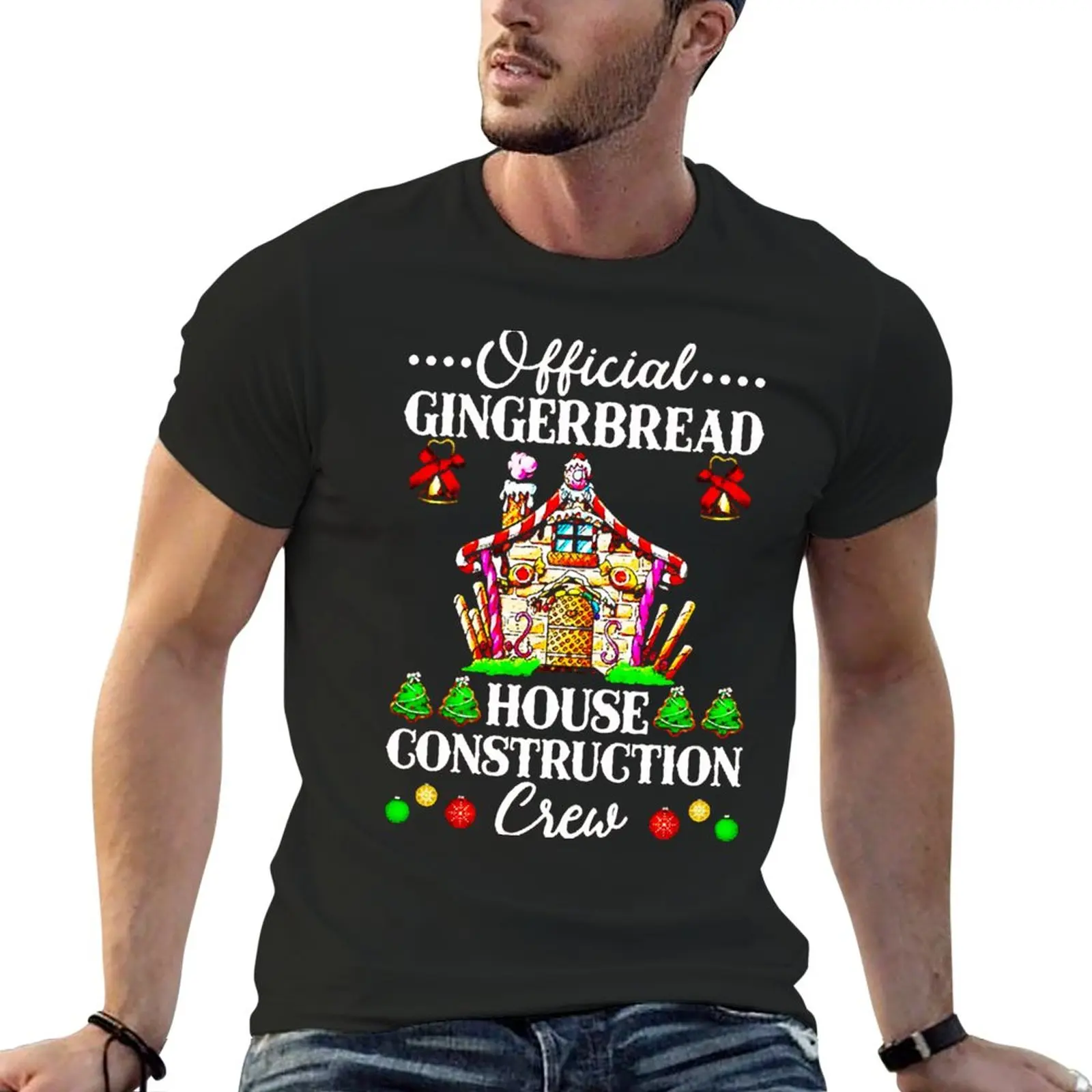 

New Official Gingerbread House Construction Christmas T-Shirt sublime t shirt Short t-shirt mens cotton t shirts