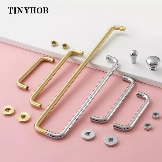 Minimalism ทองเหลือง Bright Chrome ยาวเฟอร์นิเจอร์จับตู้เสื้อผ้าตู้ครัว Cloakroom ข้างเตียงตู้จับ/ตู้รองเท้า 4