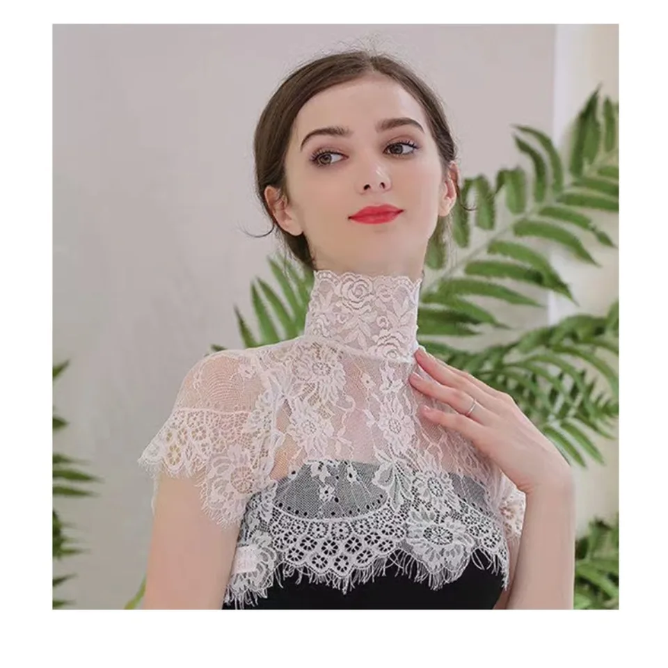 Faux Col Amovible En Dentelle Et Coton - Col Nœud Blanc Pour Chemises, Robes, Soirées Ou Mariage